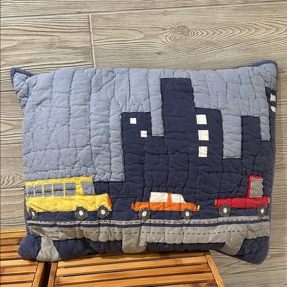 Pottery Barn Kids Transportation Quilt Multicolor Navy Blue Cotton PBK - Picture 2 of 11